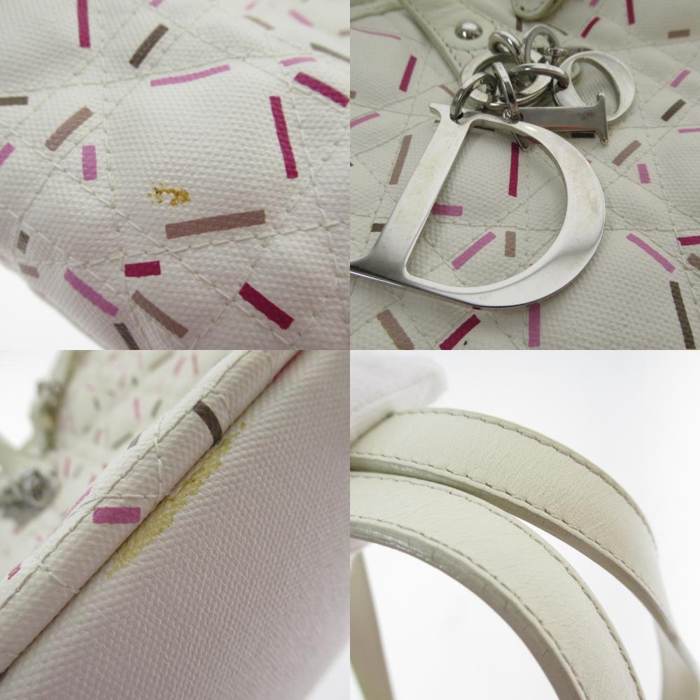 Christian Dior Logo Charm Tote Bag Coated Canvas White - Picture 6 of 8